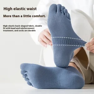 Women’s Casual Five-Finger Spring Autumn Socks Cotton Breathable Antibacterial Deodorant Solid Color Boneless Finger Socks