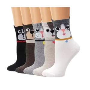 Women’s Cat Paws Pattern Cute Animal Socks Sunflower Owl Sloth Gifts Socks for Women