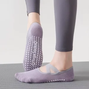 Women’s Children’s Non-Slip Knitted Crew Socks Cotton/Bamboo Fiber Custom Designed Yoga Pilates Barre Fitness Breathable