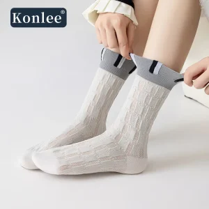 Women’s Classic Black White and Gray Three color Breathable Knitted Crew Socks with Regular Style