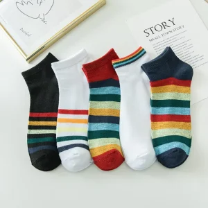 Women’s Colorful Anti-Bacterial Eco-Friendly Cotton Low Top Ankle-Length Knitted Disposable Socks for Diabetic Anti-Foul Spring