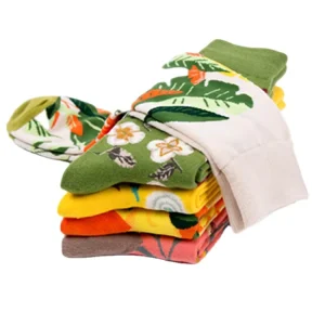 Womens Colorful Dress Crew Socks Fancy Flower Art Pattern Casual Cotton Socks