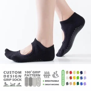 Women’s Combed Cotton Backless Yoga Socks Dance Yoga Anti Slip Grip Sock Professional Pilates Fitness Exercise