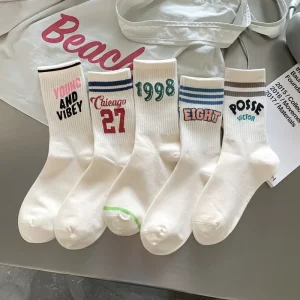 Women’s Combed Cotton Socks Breathable Soft Sweat Absorbent Casual Sports Student Socks