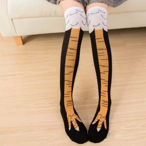 Women’s Compression Long Socks Wacky Chicken Feet 3D Cartoon Print Cute Style Winter Chaussettes Bag Packaging