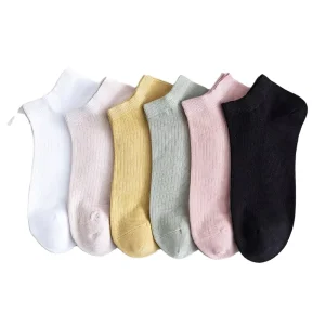 Women’s Cotton Anti-Slip Breathable Anti-Bacterial Light Plain Solid Ankle Socks