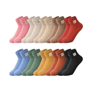 Women’s Cotton Crew Socks Elastic Ankle Length Cartoon Cuff Logo Anti-Bacterial Cute Lightweight Low Cut Perfect Gifts