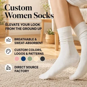 Women’s Cotton Crew Socks Knitted Breathable Soft Comfortable Anti-Slip Cuff Bottom Design Daily Wear Casual Fashion Solid Color