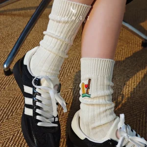 Women’s Cotton Dress Socks Anti Bacterial Breathable Classic Comfort Sporty Flair Customizable Embroidery for Daily Use