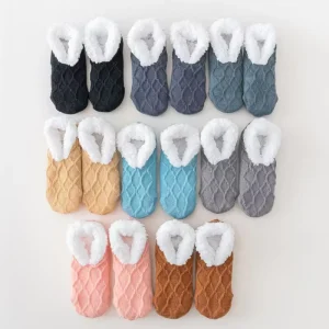 Women’s Cozy Soft Fluffy Socks Thick Winter Thermal Crew Length Floor Socks with Logo on Body and Cuff One Size Daily Use