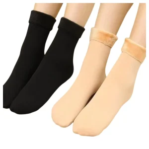 Women’s Cozy Thermal Dress Socks Thick Plush Warm Knitted Crew Length for Winter Breathable Hand Drawn Printing Daily