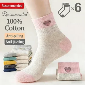 Women’s Crew Casual Knitted Socks Winter Moisture Wicking Breathable Heart Sock for Women Custom Body Logo