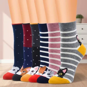 Women’s Crew Length Winter Socks Soft Cozy Thermal Anti Bacterial Spandex Nylon Cotton Breathable Knitted Design Unique Logo