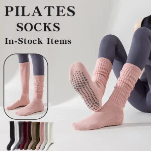 Women’s Crew Long Tube Yoga Terry Socks Anti-Slip Breathable Anti-Bacterial Autumn Fitness Pilates Exercise Custom Socks
