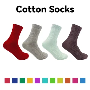 Women’s Crew Socks Floral Pattern Cotton Breathable Comfortable Natural Twill Texture Daily Use Socks
