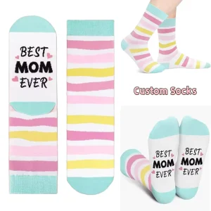 Women’s Crew Socks Mother’s Day Series Gifts Floral Pattern Spandex Polyester Cotton Casual Sports Socks