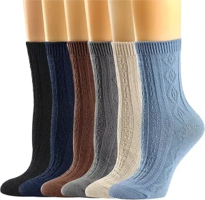 Women’s Crew Soft Cotton Socks with Exquisite Textured Pattern Breathable & Comfortable for Daily Use Customizable