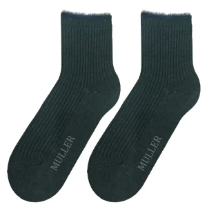Women’s Crew Wool Socks Fuzzy Cozy Cuff Ribbed Fluffy Trim Autumn Eco Friendly Ultra Soft Comfortable Daily Use Anti Slip