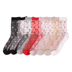 Women’s Crystal Silk Medium Tube Transparent Socks