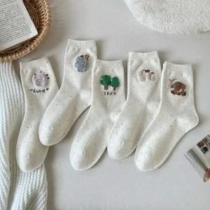 Women’s Cute Animal Bear Dress Socks Soft Sustainable Anti-Slip Crew Socks Girls Funny Winter Socks