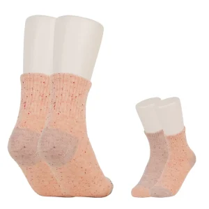Women’s Daily Use Orange Crew Socks with Multi Color Dots Anti Slip Feature for Spring