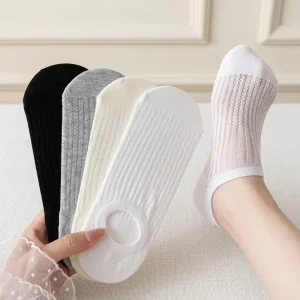 Women’s Disposable Breathable Anti Slip Socks Solid Regular Casual One Size Fits All Thin Ankle Length Summer Knitted Logo Body