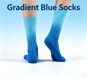 Women’s Double Needle Gradient Color Socks Autumn Winter Cotton Nylon Blend Mid Calf Casual Socks Sweat Absorbent Trendy Fashion