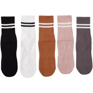 Women’s Dress Crew Socks Knitted 100% Cotton Anti-Slip Breathable Quick Dry Anti-Bacterial Eco-Friendly Yoga Pilates Body/Cuff