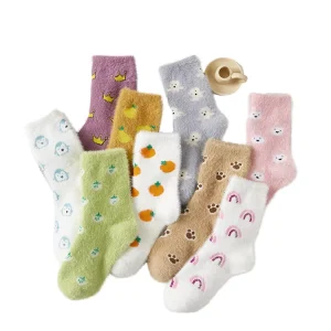 Women’s Dress Thermal Socks Cozy Coral Velvet Fluffy Winter Crew Knitted Comfortable Sleeping Christmas Gift
