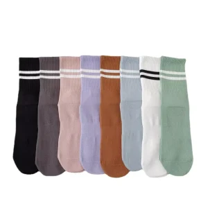 Women’s Embroidery Knit Patterned Crew Socks Cute Rainbow Stripes Socks with Body Cuff Logo Daily Use Gifts