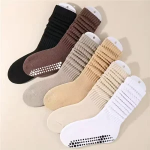 Women’s Extra Long Winter Dress Socks Colorful Solid Pattern Scrunch Socks Anti Foul and Anti Slip Knee Length Slouch Socks