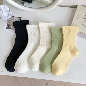 Women’s Fashion Color Solid Socks Cotton Socks Woman Girls Casual Socks