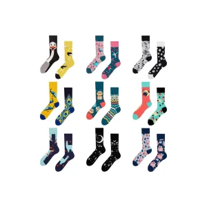 Women’s Fun Dress Socks Breathable Daily Cotton Crew Socks Gifts for Dad Grandpa