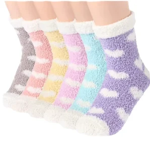 Women’s Heart shaped Flange Flat Bottom Winter Socks Rolled Edge Cute Cute Sleep Fluffy Women’s Breathable Bed