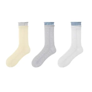 Women’s High Quality Ankle Socks Mesh Frilled Cuff Design Breathable Sweat-Absorbent Anti-Bacterial Daily Use Student Sports