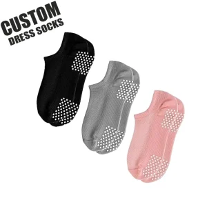 Women’s High Quality Grip Yoga Pilates Non Slip Barre Athletic No Show Socks with Knitted Basketball Logo High Summer Sports