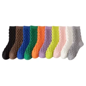 Women’s High-Top Fashionable Polyester Socks Knitted Crew Styles Spring Summer Customizable Versatile Sweat-Absorbent Quick Dry