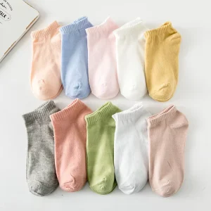 Women’s Japanese Style Boat Ankle Socks High Appearance Solid Color Winter Low Cut Casual Knitted Techniques Anti Bacterial