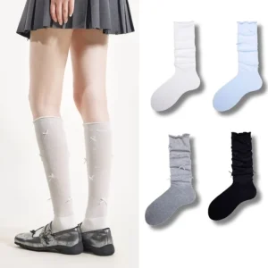 Women’s Knee Fluffy Lace-Up Winter Socks Custom Thigh-High CLASS 1 Compression Anti-Slip Breathable Transparent Socks