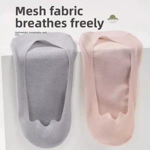 Women’s Knitted Mesh Ice Silk Boat Socks Thin Invisible Spring Summer Non slip Breathable Solid Color Cotton Sole No Show