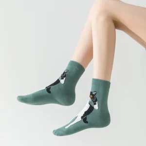 Women’s Korean Version Japanese Style Mid-Calf Socks Cute Autumn Winter Cartoon Cat Cross-Border Foreign Trade