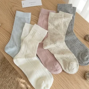 Women’s Lace Socks Breathable Thin Knitted High Socks Solid Color Ruffle Edge Daily Usage High Crew Length One Fits Most Spring