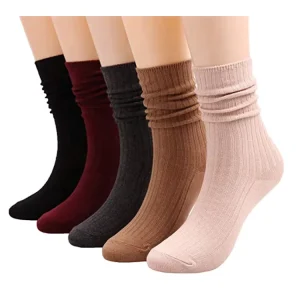 Womens Lightweight Cotton Casual Crew Knit Socks Solid Color