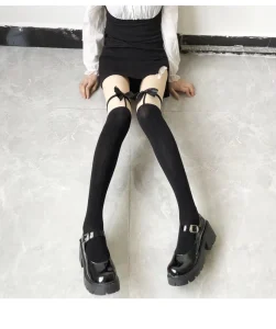 Women’s Lolita Vacation Dress Socks Lace Bows Long Stockings Black Lace Cotton Lolita Socks