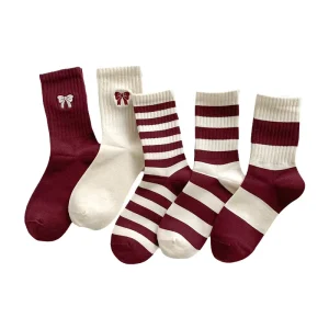 Women’s Long Stocking Casual Autumn Bow Versatile Stripe Comfortable