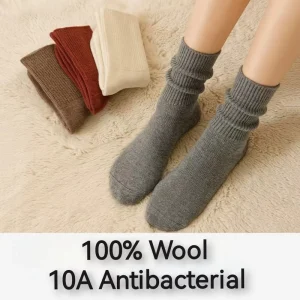 Women’s Merino Wool Winter Socks Mid calf Thick Loose Socks Antibacterial Socks