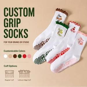 Women’s Mid Calf Anti-Slip Grip Yoga Dance Sport Socks Non-Slip Pilates Socks With Customized Logo Winter Socks