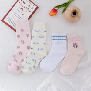 Women’s Mid-Calf Socks Cotton Cartoonish Cute Versatile High-Quality Trendy Socks