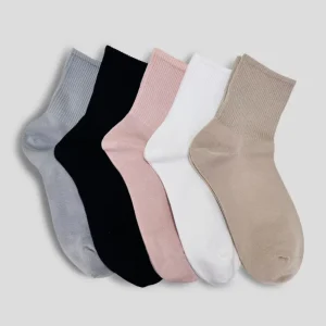 Women’s Mid-calf Anti-Slip Casual Socks Japanese Style Spring Autumn White Simple Versatile Candy-colored Solid Cotton Single