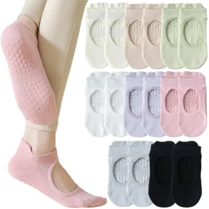 Women’s Non-Slip Athletic Crew Socks Dance Hospital Socks Knitted Solid Low MOQ Custom Logo Yoga Pilates